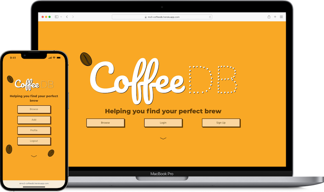 Coffee DB homepage